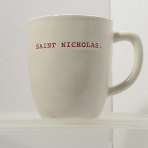 Rae Dunn Saint Nicholas Mug Christmas White Red Letters New Holiday Cup Magenta